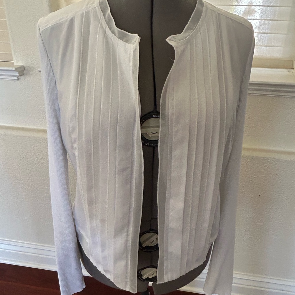 White sweater with front detail. Cache, size 12